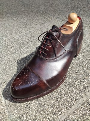 handmade semi-brogue oxford shoes in dark brown museum calf by rozsnyai